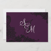 Black Lace Plum Modern Gothic Dank u Bedankkaart (Achterkant)