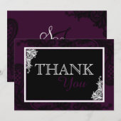 Black Lace Plum Modern Gothic Dank u Bedankkaart (Voorkant / Achterkant)
