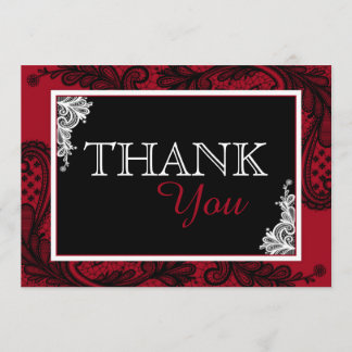 Black Lace Red Modern Gothic Hartelijk dank Bedankkaart