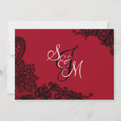 Black Lace Red Modern Gothic Hartelijk dank Bedankkaart (Achterkant)