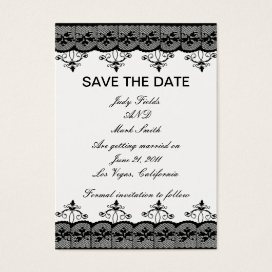 Black Lace Save the Date Kaart (Voorkant)