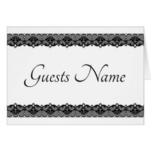 Black Lace Wedding Seding Blank Guests Name Card