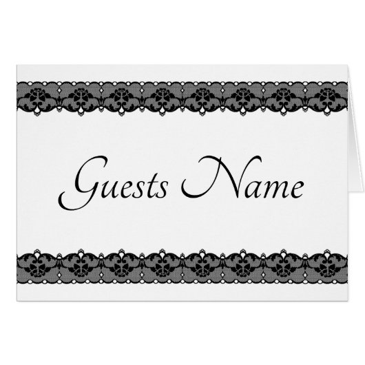Black Lace Wedding Seding Blank Guests Name Card (Voorkant Horizontaal)