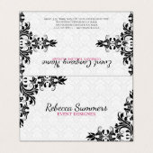 Black Lace White Dammaskers Visitekaartjes (Buitenkant ongevouwen)