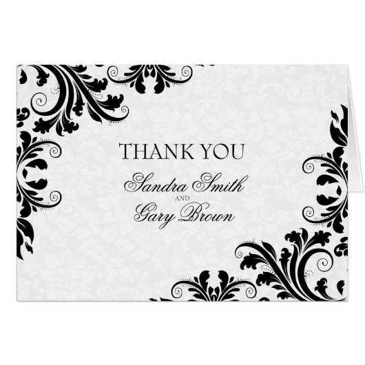 Black Lace White Floral Damask (Voorkant Horizontaal)