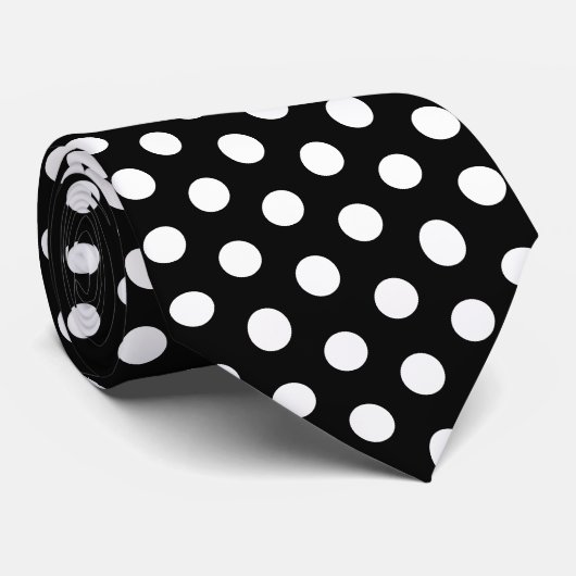 Black Large Polka Dot Stropdas (Opgerold)