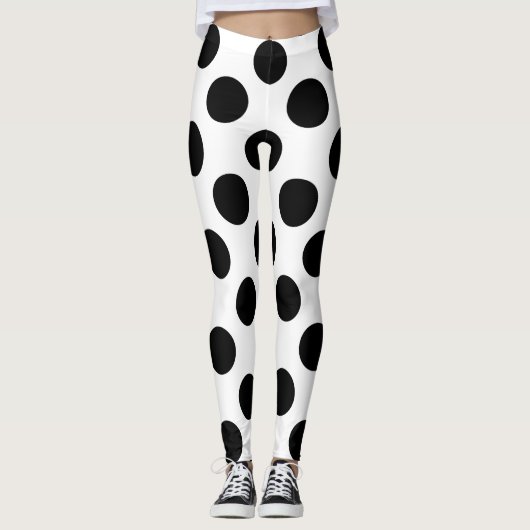 Black Large Polka Dots Pattern Leggings (Voorkant)