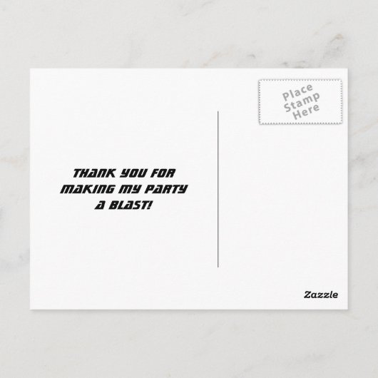 Black Laser Label Verjaardagsfeest Bedankt Briefkaart (Achterkant)