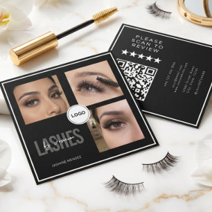 Black Lash Tech Foto Collage QR Code & Review Vierkante Visitekaartje