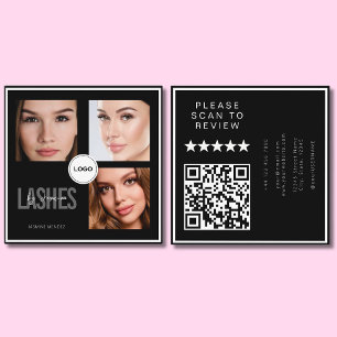 Black Lash Tech Foto Collage QR Code & Review  Vierkante Visitekaartje