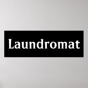 Black Laundromat Wall Art Poster Afdrukken