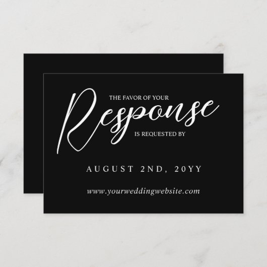Black Laurel Monogramme Favoriser la réponse RSVP  (Devant / Derrière)
