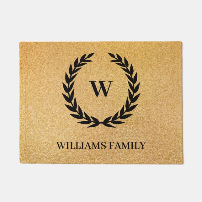 Black Laurel Wreath Deurmat (Voorkant)