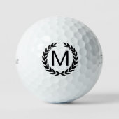 Black Laurel Wreath Monogram Titleist Pro V1 Golfballen (Voorkant)