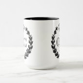 Black Laurel Wreath Monogramme Logo Mug (Centre)