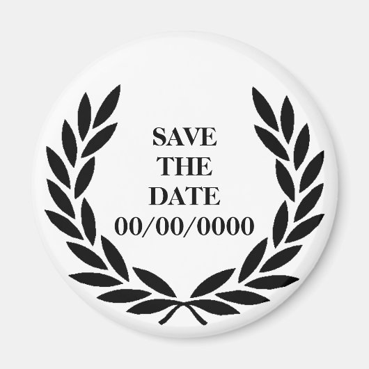 Black Laurel Wreath Save-the-Date Magneet (Voorkant)