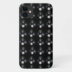 Black Lawn Bowls And Jacks Pattern, iPhone 11 Hoesje
