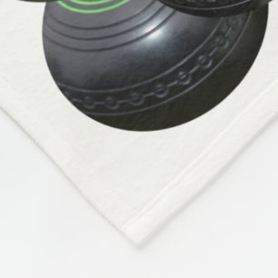 Black Lawn Bowls en Logo on White, Fleece Deken