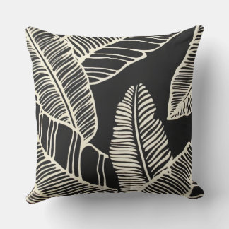 Black Leaf Pillow Buitenkussen