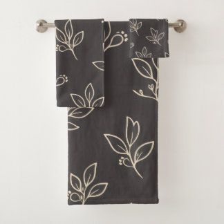 Black Leaf Towel Set | Modern Bathroom Decor