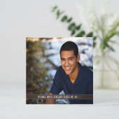 Black Leather Boys Photo Graduation Faire-part (Debout devant)