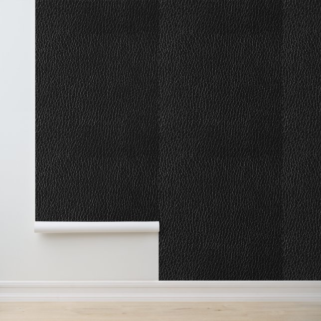 Black Leather Finish Pattern Modern Interior Behang (Applicatie)