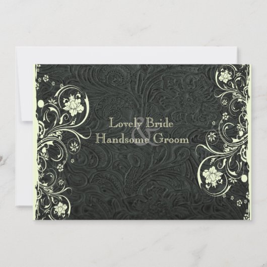 Black Leather Kijk Cream Lace Weddenschap Kaart (Achterkant)