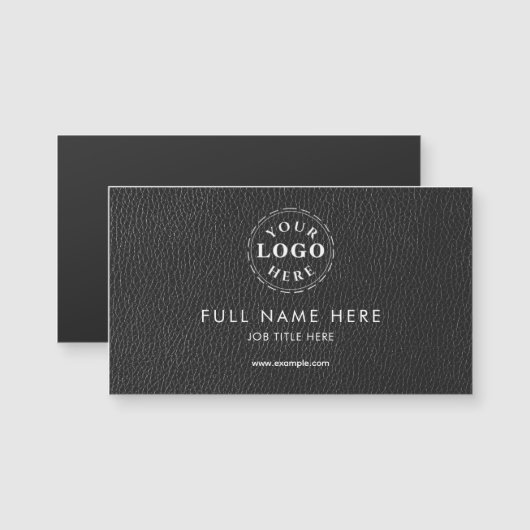 Black Leather Pattern Magnetic Business Card (Voorkant / Achterkant)