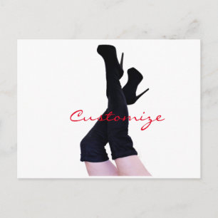 Black Leather Thigh-high Boots Thunder_Cove Briefkaart