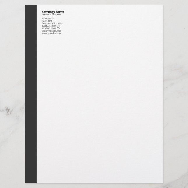Black left Sidebar Letterhead Briefhoofd (Voorkant)