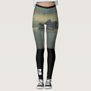 BLACK Leggings JAPANESE WOODBLOCK PRINT