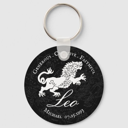 Black Leo Zodiac Personality  Astro Custom Sleutelhanger (Voorkant)