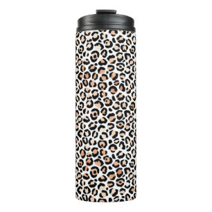 Black leopard-afdrukken van wit perzikzwart      thermosbeker