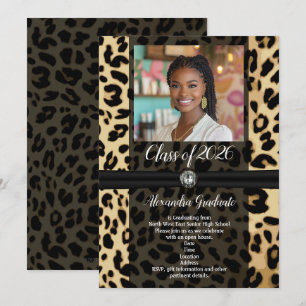 Black Leopard Animal Print Foto 2019 Afstuderen Kaart