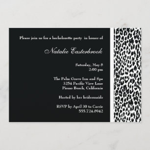 Black Leopard Bachelorette Party Invitation Kaart
