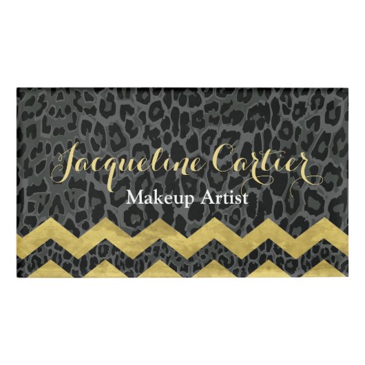 Black Leopard Chevron naamplaatje Naambadge (Voorkant)