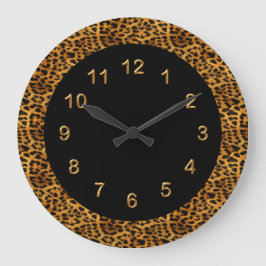 Black leopard Print Animal met wandklok Grote Klok