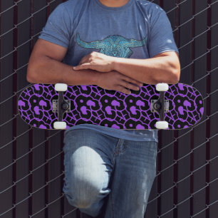 BLACK LEOPARD PRINT-skateboard Skateboard