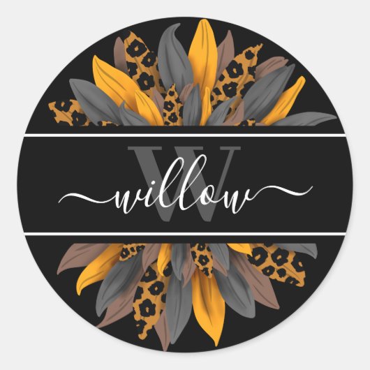 Black Leopard Spots Sunflower Kind Label (Voorkant)