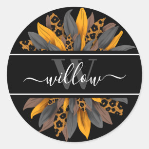 Black Leopard Spots Sunflower Kind Label