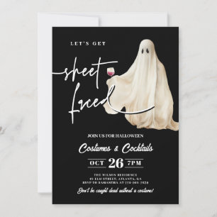 Black Let's Get Sheet Faced Grappige Halloween Kaart
