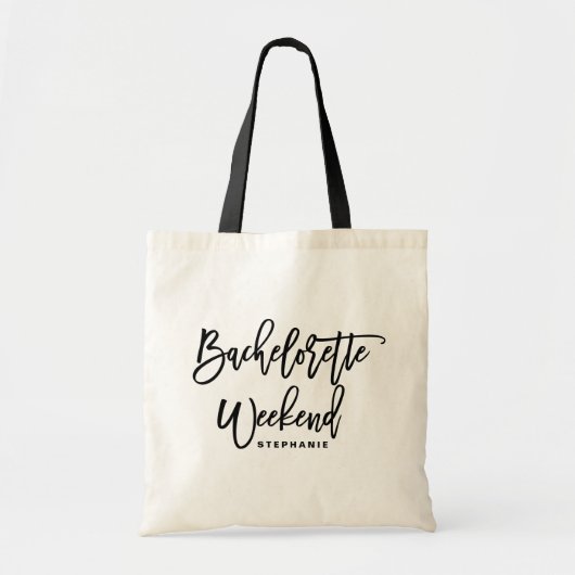 Black Lettering Bachelorette Weekend Persoonlijk Tote Bag (Voorkant)