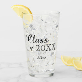 Black Lettering Class of 2022 Personalized Glas