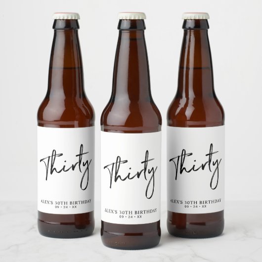 Black Lettering Derty | 30e verjaardag Bier Etiket (Flessen)