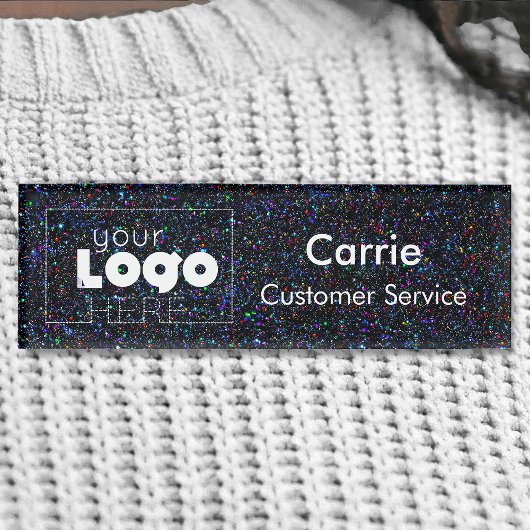Black Licorice Glitter Custom Logo Personeelsnaam  Naambadge