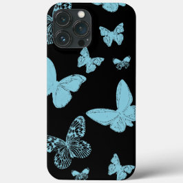 Black Light Blue Monarch Butterflies iPhone 13 Pro Max Hoesje