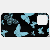 Black Light Blue Monarch Butterflies Case-Mate iPhone Case (Achterkant (horizontaal))