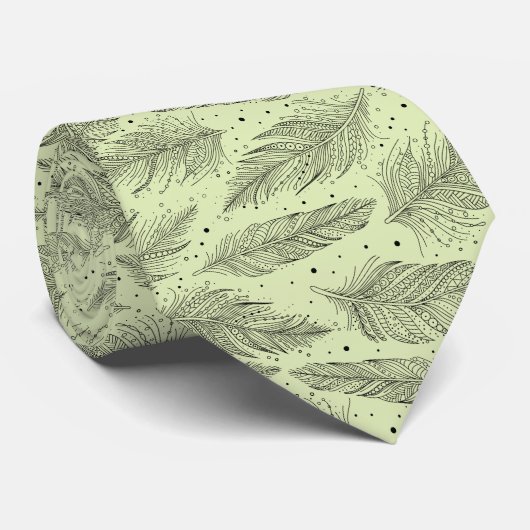 Black light green vintather pattern stropdas (Opgerold)