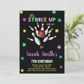 Black Light Purple Bowling Invitations Anniversair (Debout devant)