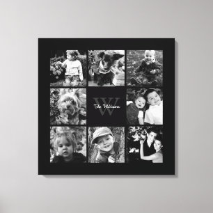 Black Lijst Monogrammed Photo Collage Canvas Afdruk